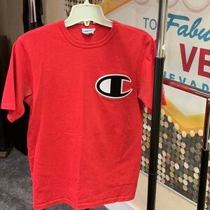 Champion Red Short Sleeve Tee with Iconic Logo
